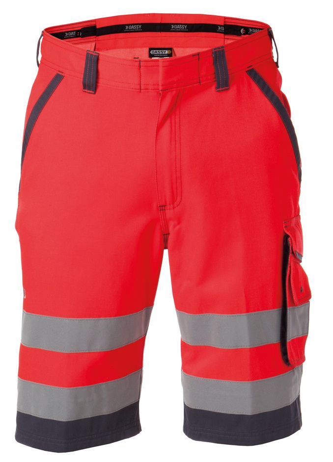 DASSY-Warnschutz, Warn-Shorts LUCCA rot/grau