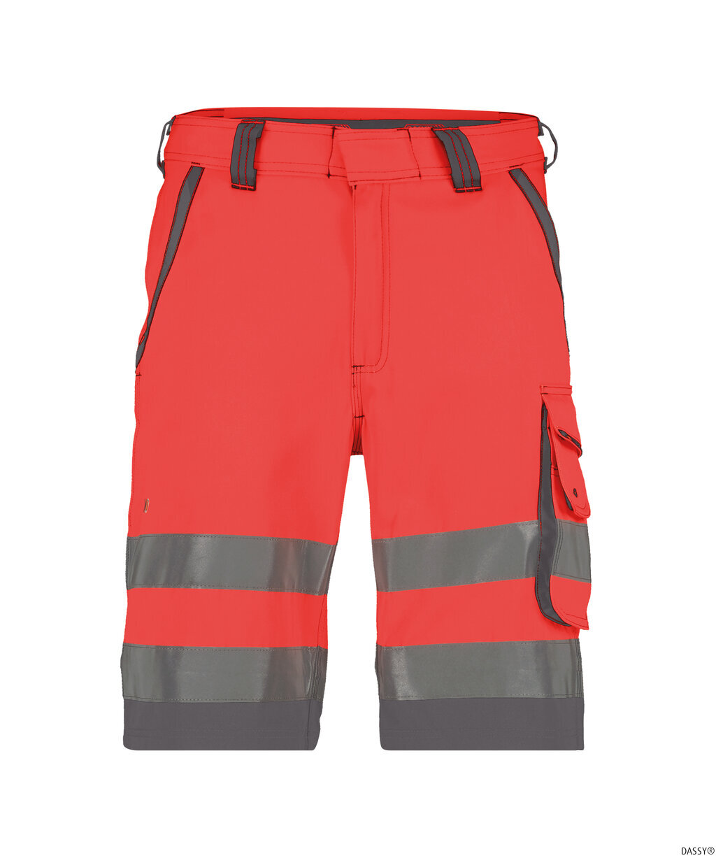 DASSY-Warnschutz, Warn-Shorts LUCCA rot/grau