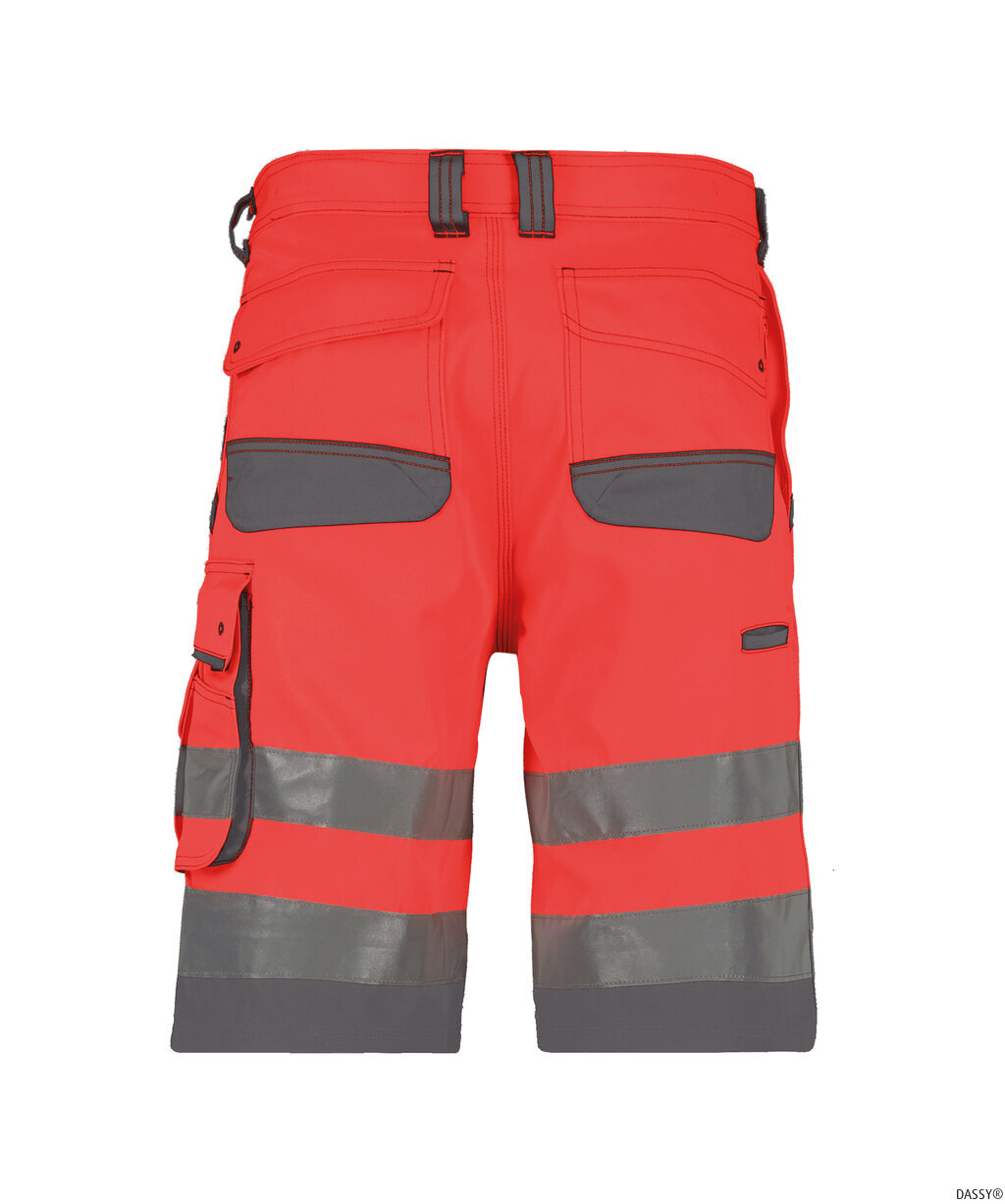 DASSY-Warnschutz, Warn-Shorts LUCCA rot/grau