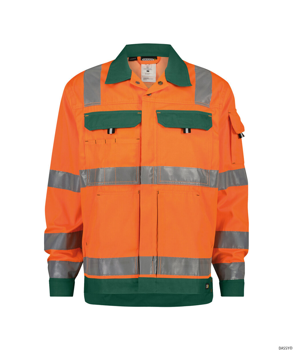 DASSY-Warnschutz, Warn-Jacke DUSSELDORF, mit Reflexstreifen über Schulter,  orange/grün