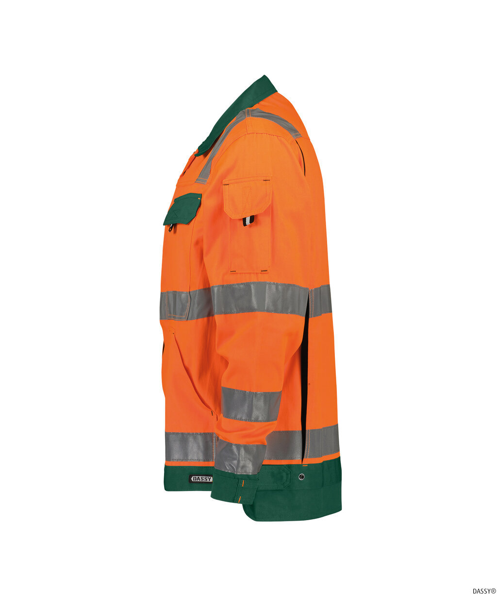 DASSY-Warnschutz, Warn-Jacke DUSSELDORF, mit Reflexstreifen über Schulter,  orange/grün