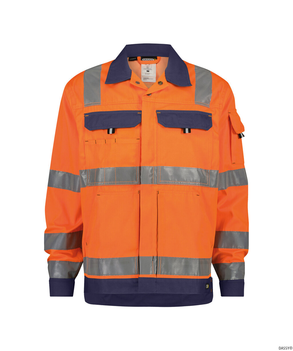 DASSY-Warnschutz, Warn-Jacke DUSSELDORF, mit Reflexstreifen über Schulter,  orange/dunkelblau
