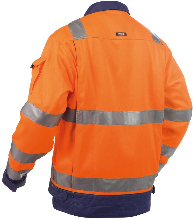 DASSY-Warnschutz, Warn-Jacke DUSSELDORF, mit Reflexstreifen über Schulter,  orange/dunkelblau
