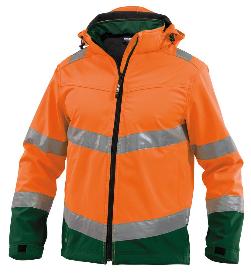 DASSY-Warnschutz, Warn-Softshell-Jacke MALAGA  orange/grün
