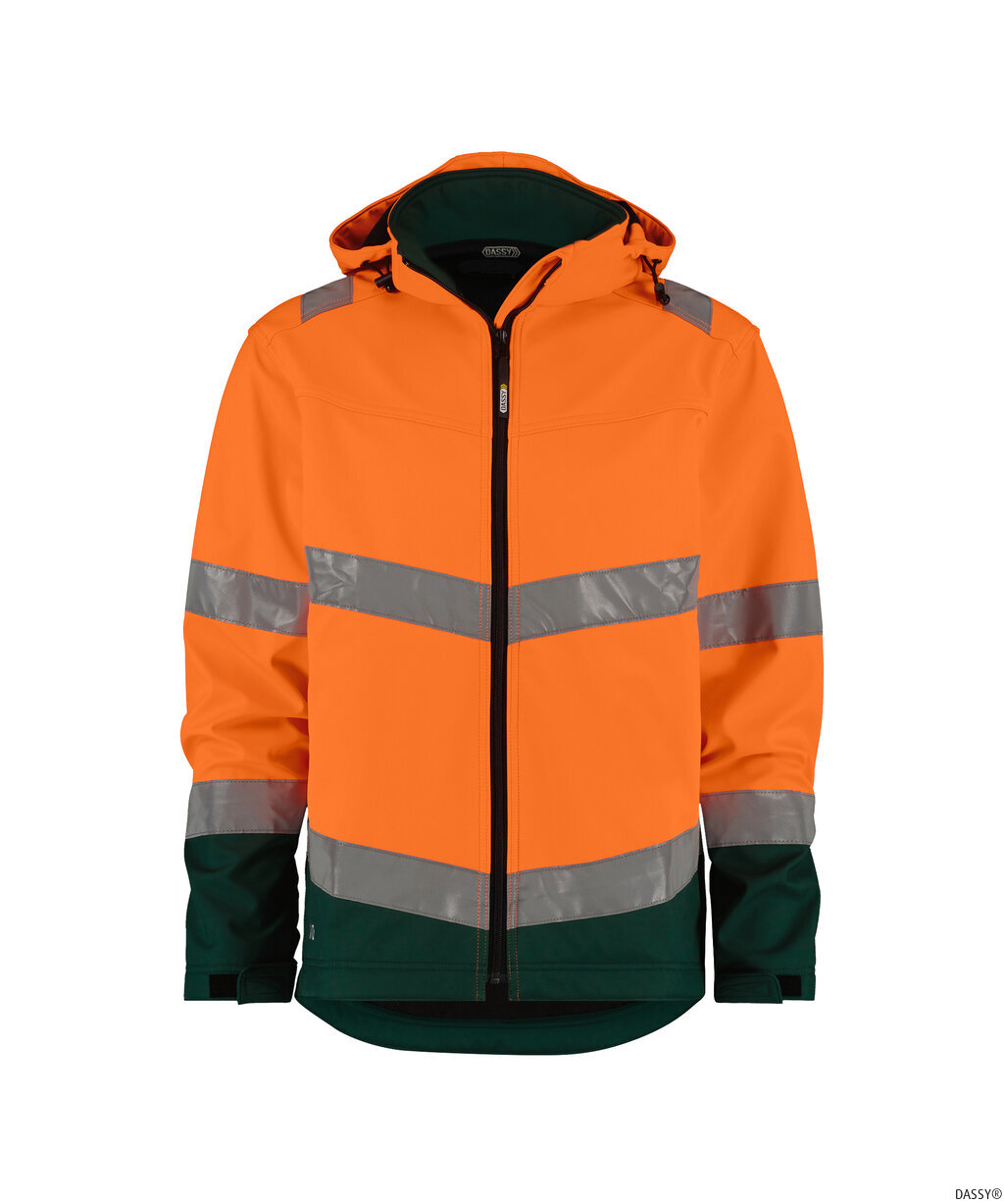 DASSY-Warnschutz, Warn-Softshell-Jacke MALAGA  orange/grün
