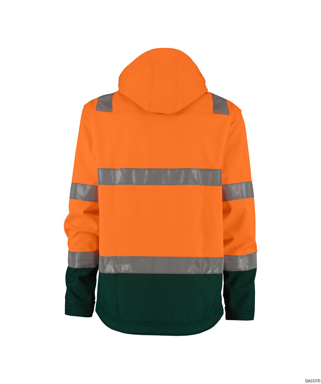 DASSY-Warnschutz, Warn-Softshell-Jacke MALAGA  orange/grün