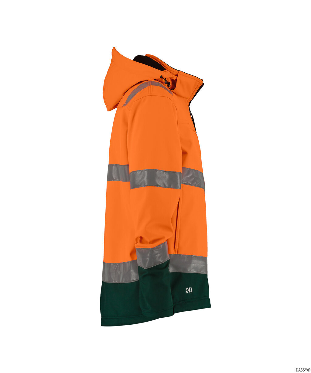 DASSY-Warnschutz, Warn-Softshell-Jacke MALAGA  orange/grün