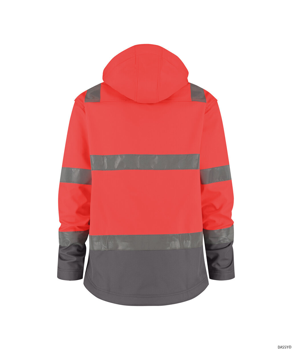 DASSY-Warnschutz, Warn-Softshell-Jacke MALAGA  rot/grau