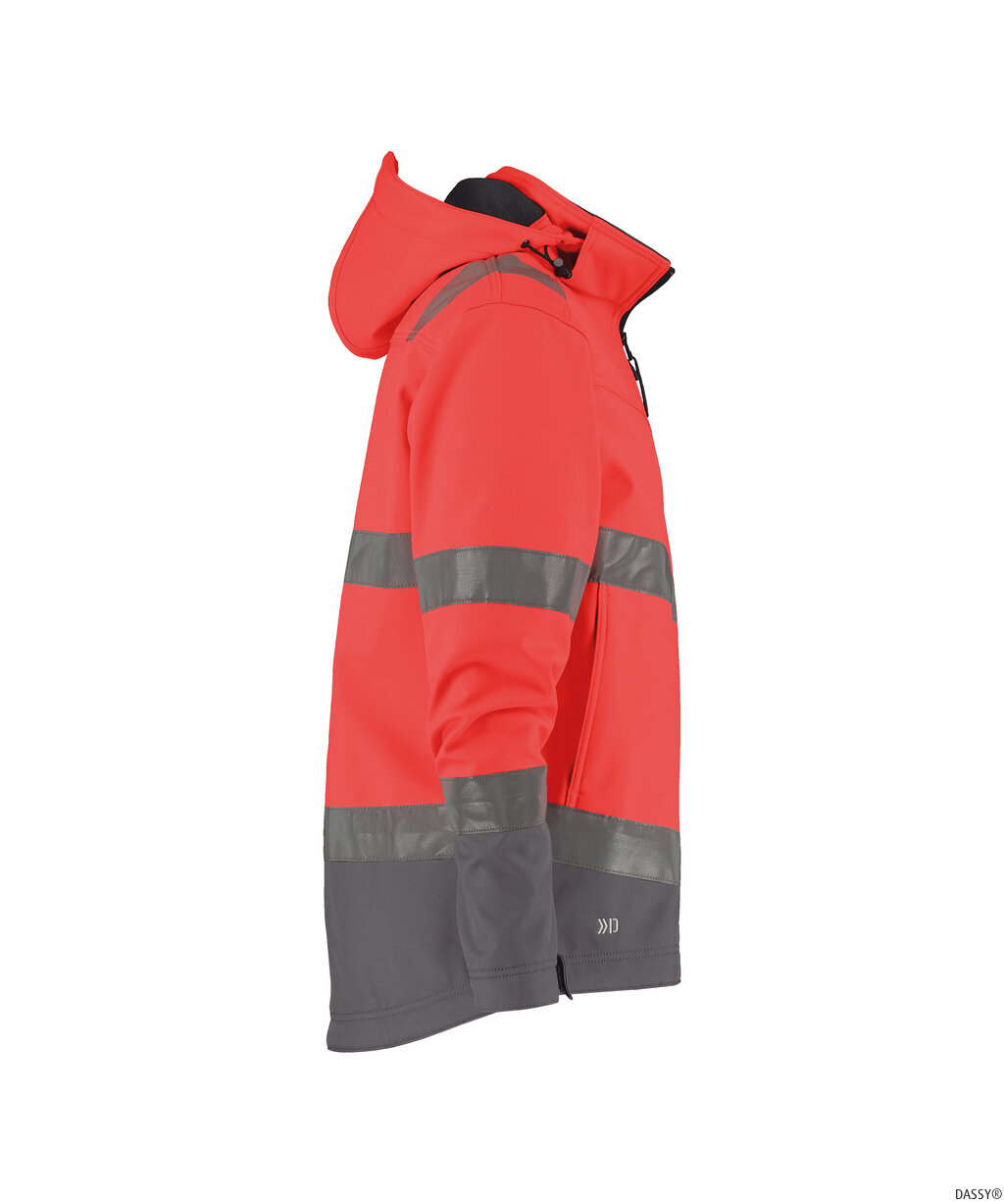 DASSY-Warnschutz, Warn-Softshell-Jacke MALAGA  rot/grau