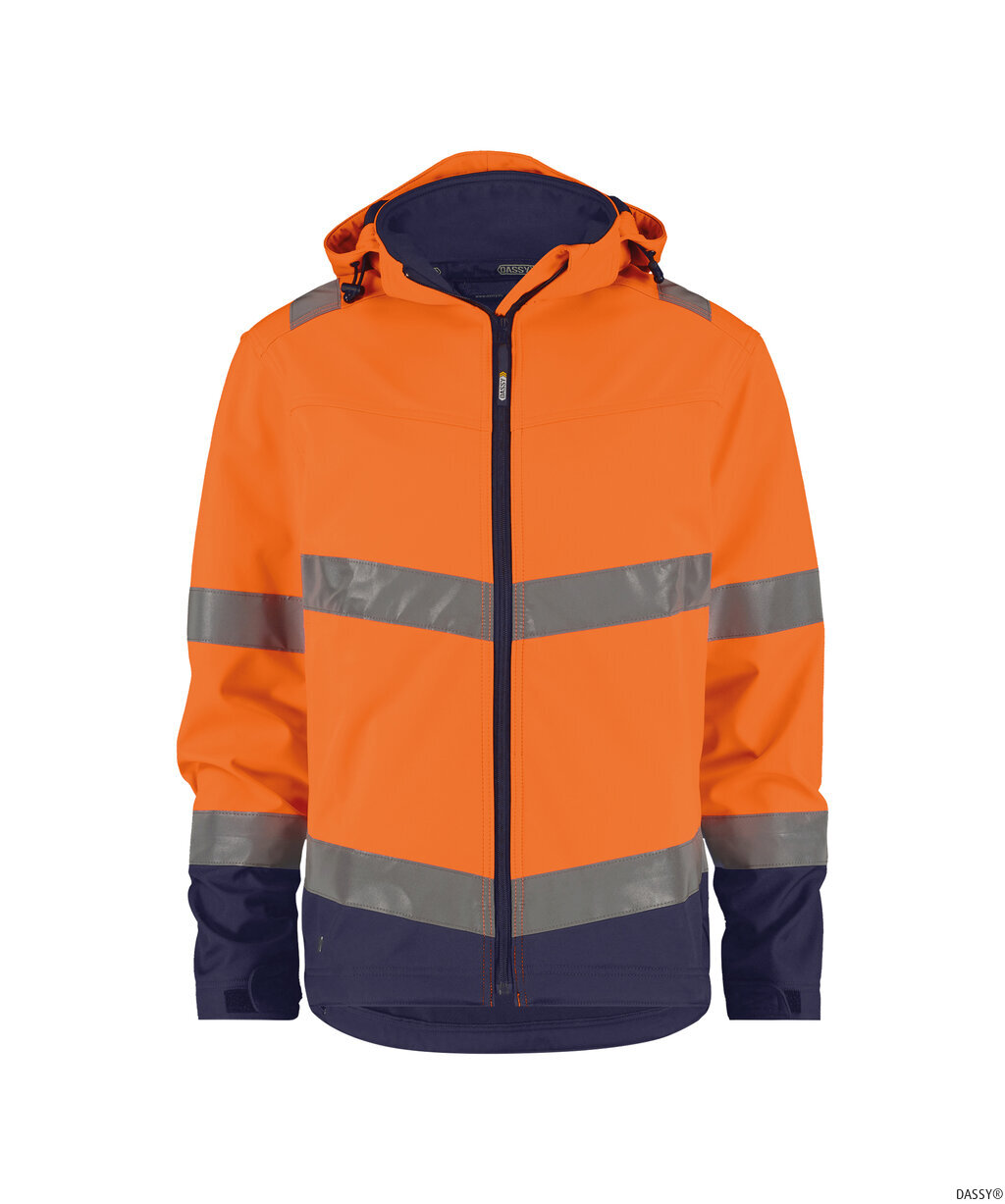 DASSY-Warnschutz, Warn-Softshell-Jacke MALAGA  orange/dunkelblau