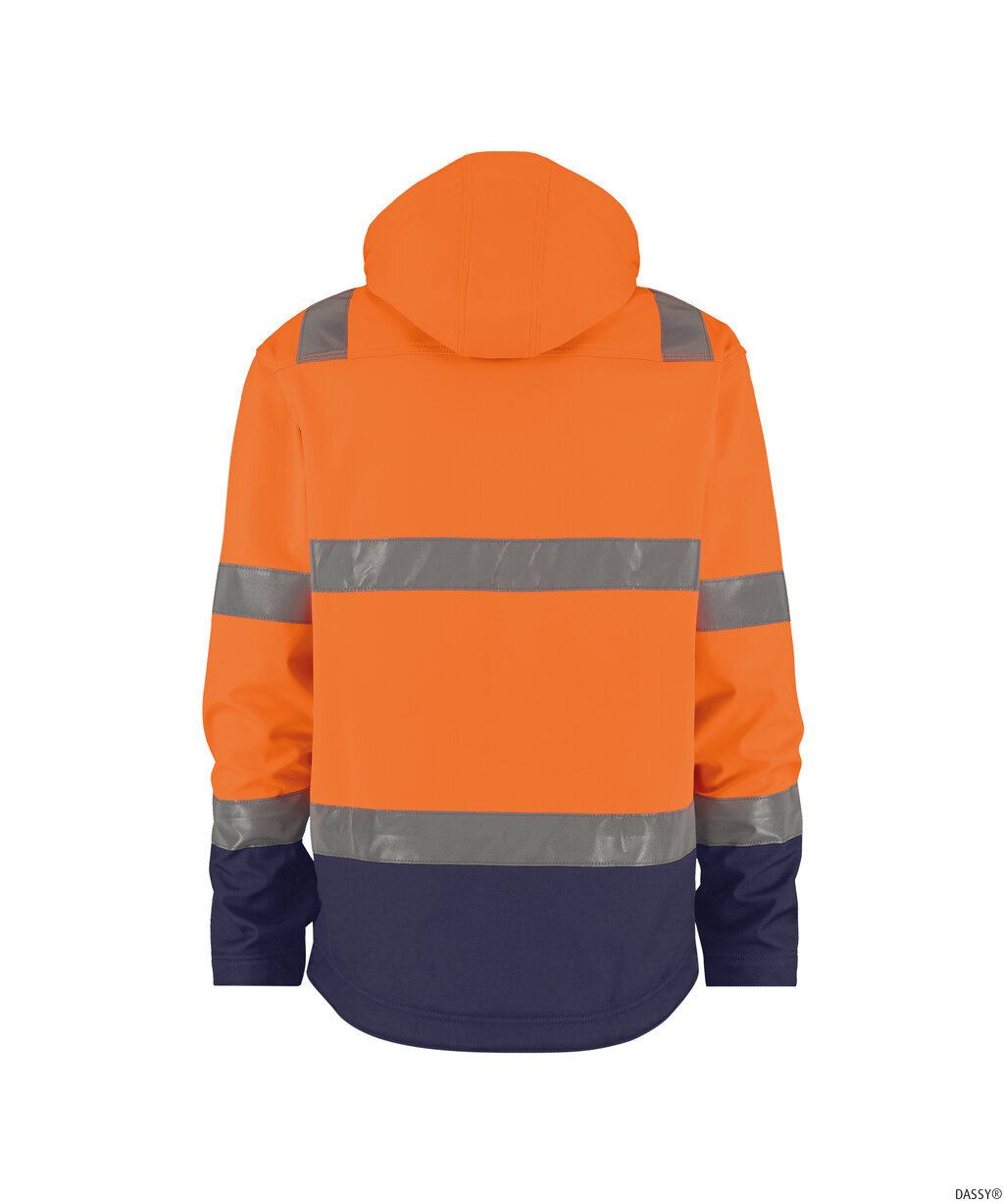 DASSY-Warnschutz, Warn-Softshell-Jacke MALAGA  orange/dunkelblau