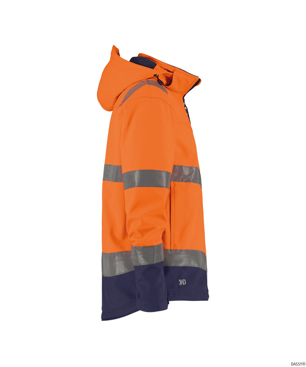 DASSY-Warnschutz, Warn-Softshell-Jacke MALAGA  orange/dunkelblau