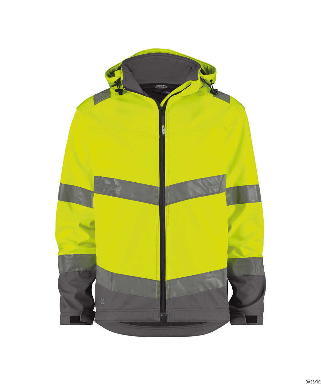 DASSY-Warnschutz, Warn-Softshell-Jacke MALAGA  gelb/grau