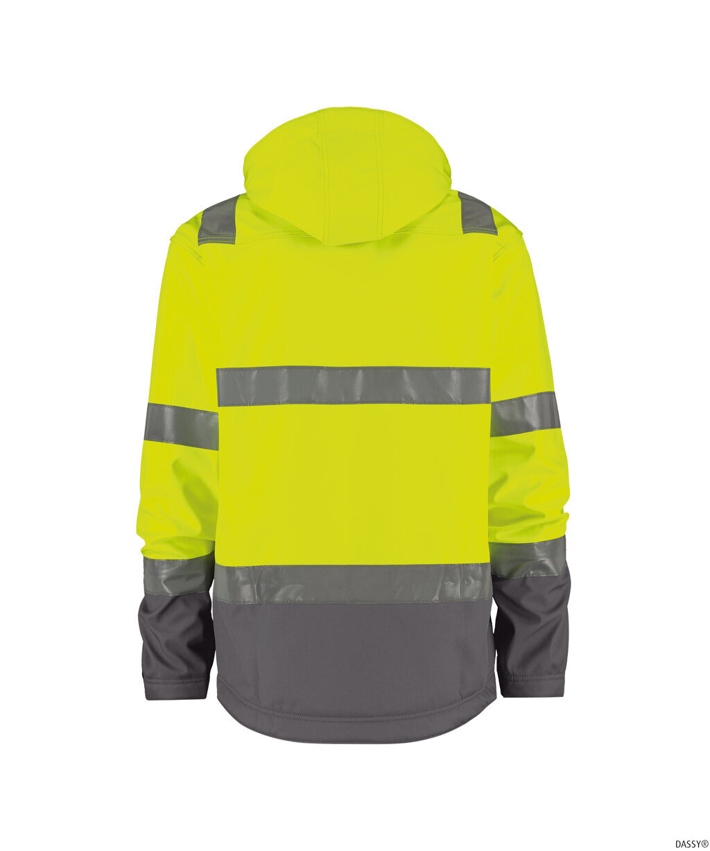 DASSY-Warnschutz, Warn-Softshell-Jacke MALAGA  gelb/grau