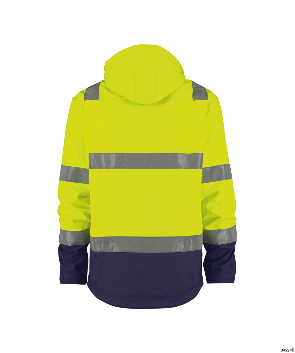 DASSY-Warnschutz, Warn-Softshell-Jacke MALAGA  gelb/dunkelblau