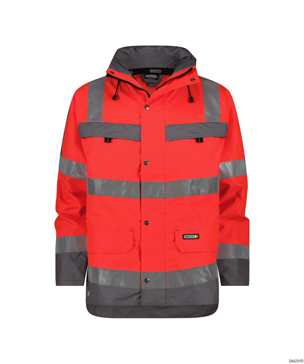 DASSY-Warnschutz, Regen-Warn-Parka ATLANTIS , rot/grau