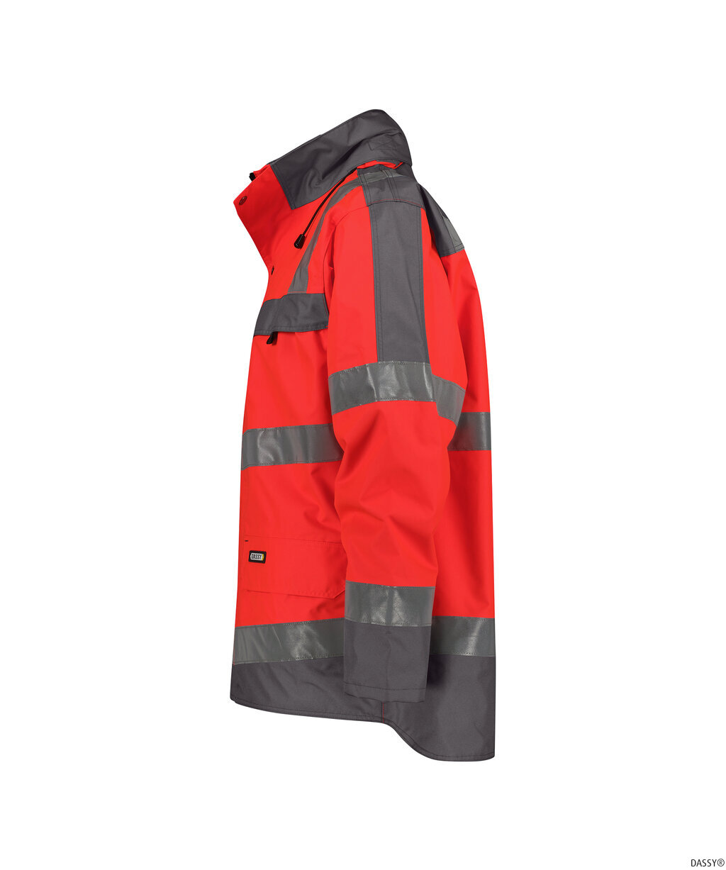 DASSY-Warnschutz, Regen-Warn-Parka ATLANTIS , rot/grau