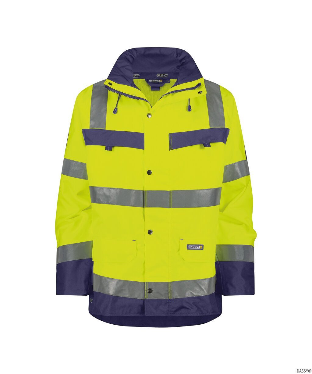 DASSY-Warnschutz, Regen-Warn-Parka ATLANTIS , gelb/dunkelblau