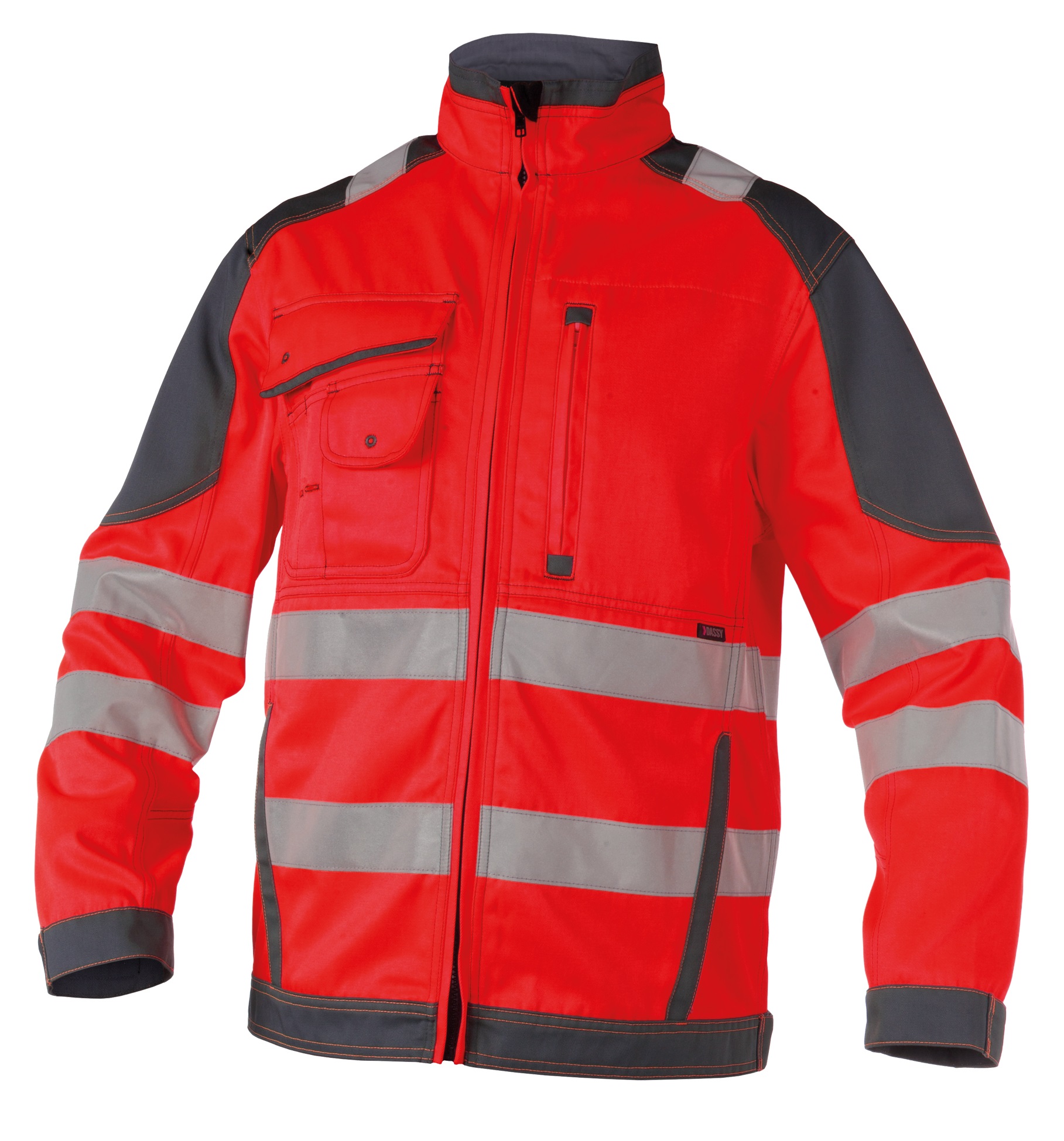 DASSY-Warnschutz, Warn-Arbeitsjacke ORLANDO, rot/grau