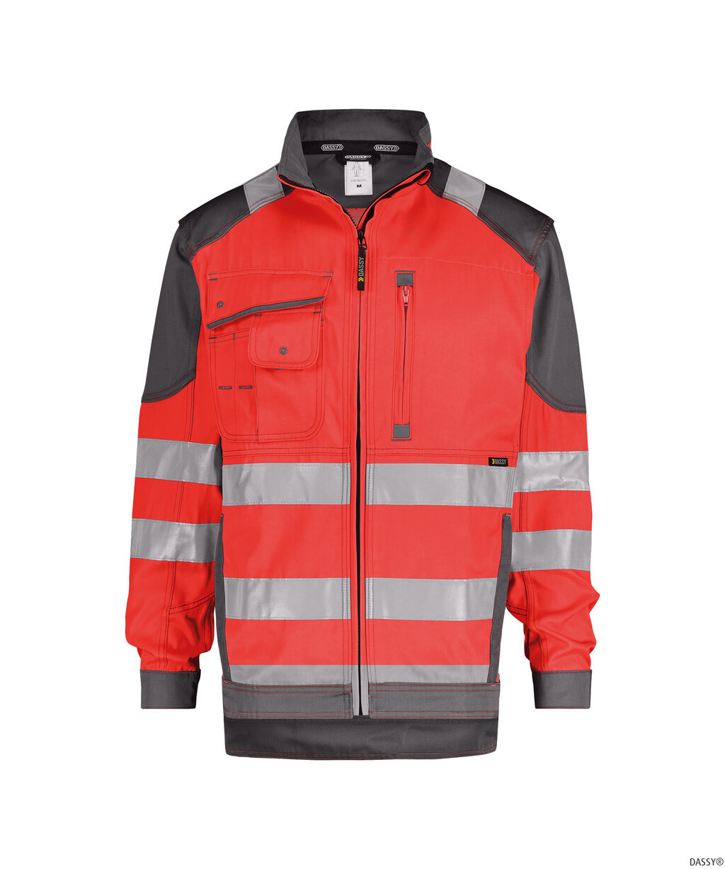 DASSY-Warnschutz, Warn-Arbeitsjacke ORLANDO, rot/grau