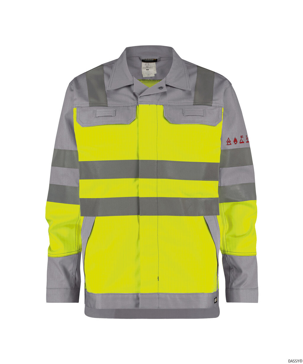 DASSY-Warnschutz, Warn-Arbeitsjacke FRANKLIN  gelb/grau