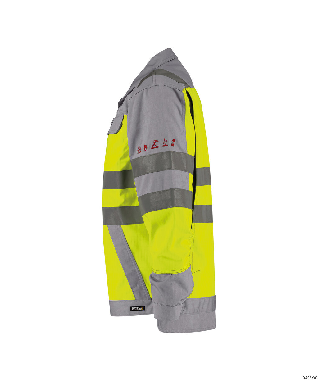 DASSY-Warnschutz, Warn-Arbeitsjacke FRANKLIN  gelb/grau