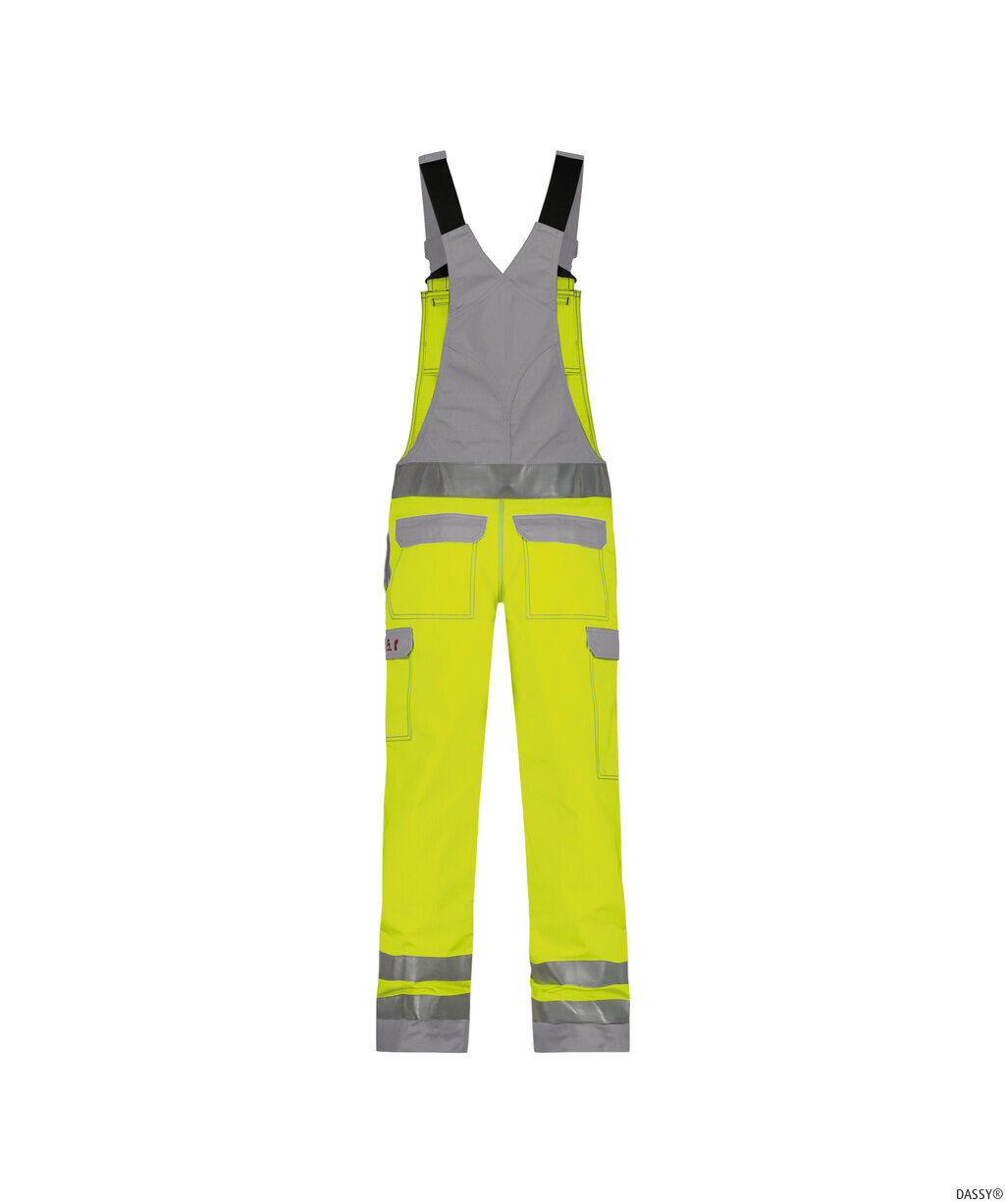 DASSY-Warnschutz, Warn-Latzhose mit Kniepolstertaschen COLOMBIA  gelb/grau