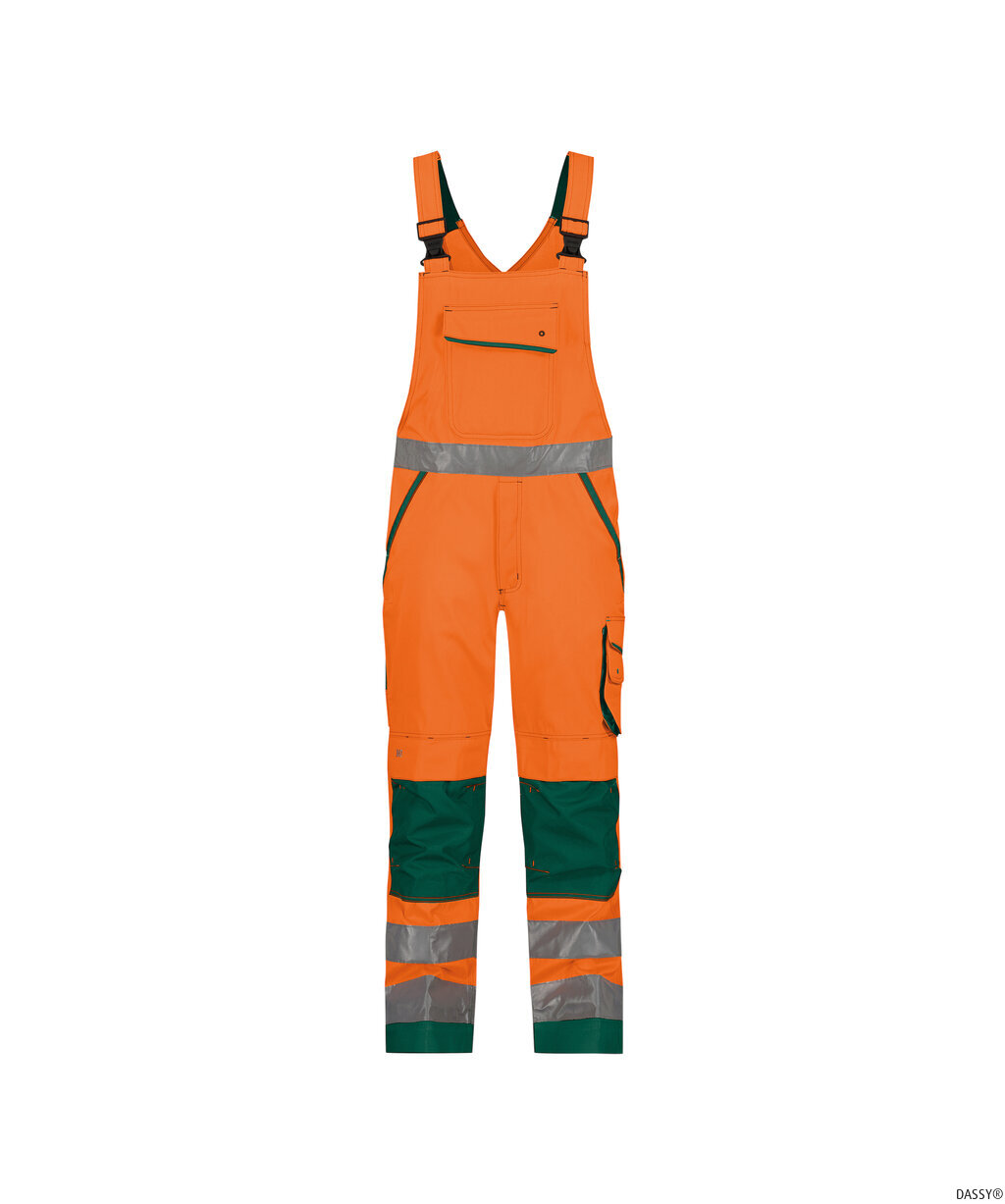 DASSY-Warnschutz, Warn-Latzhose, MALMEDY,  orange/grün