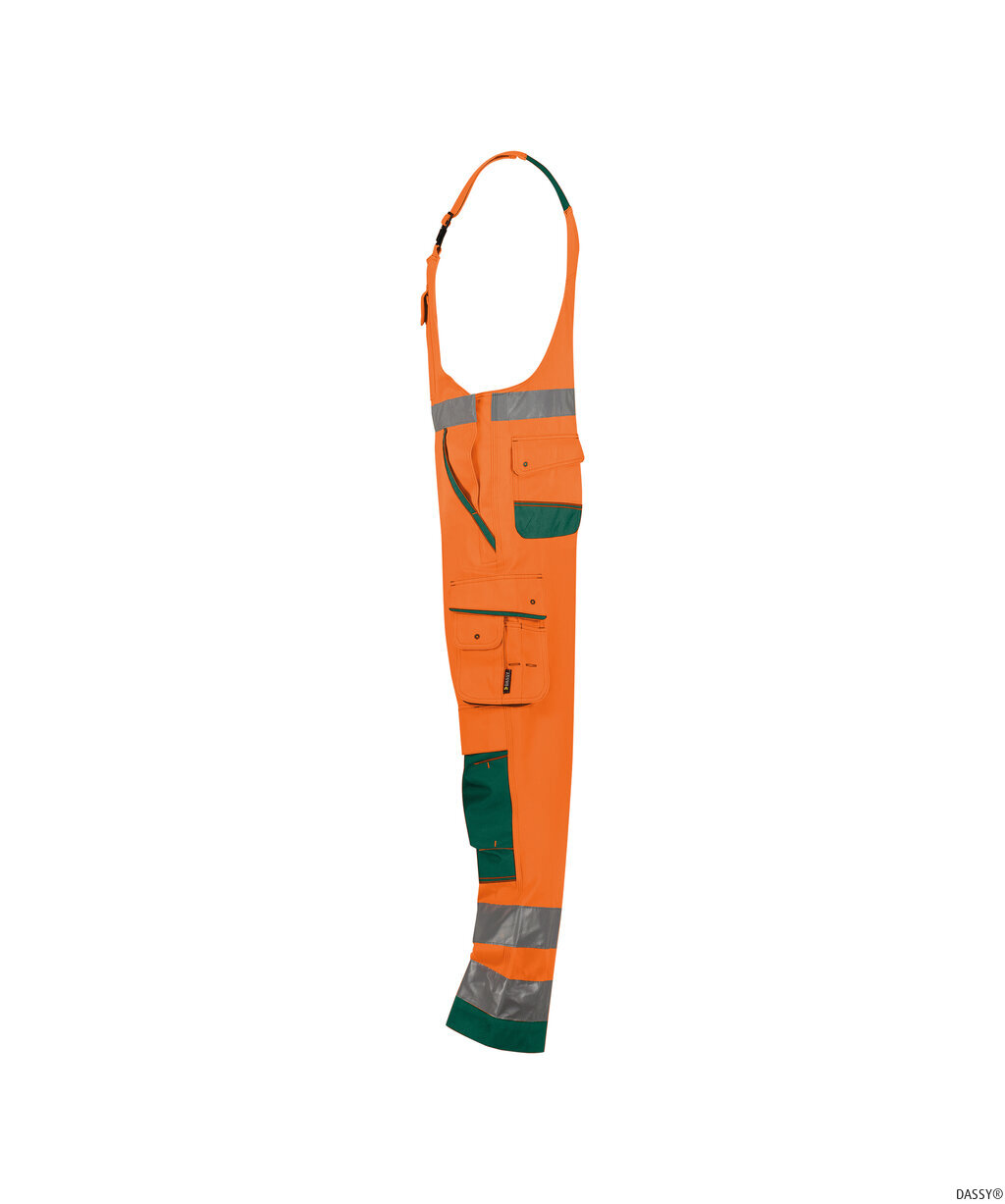 DASSY-Warnschutz, Warn-Latzhose, MALMEDY,  orange/grün