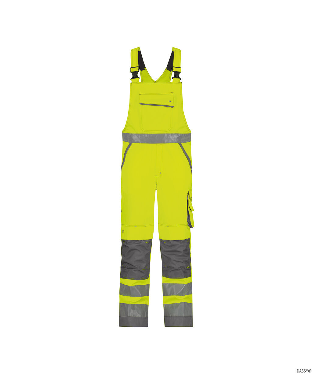 DASSY-Warnschutz, Warn-Latzhose, MALMEDY,  gelb/zementgrau