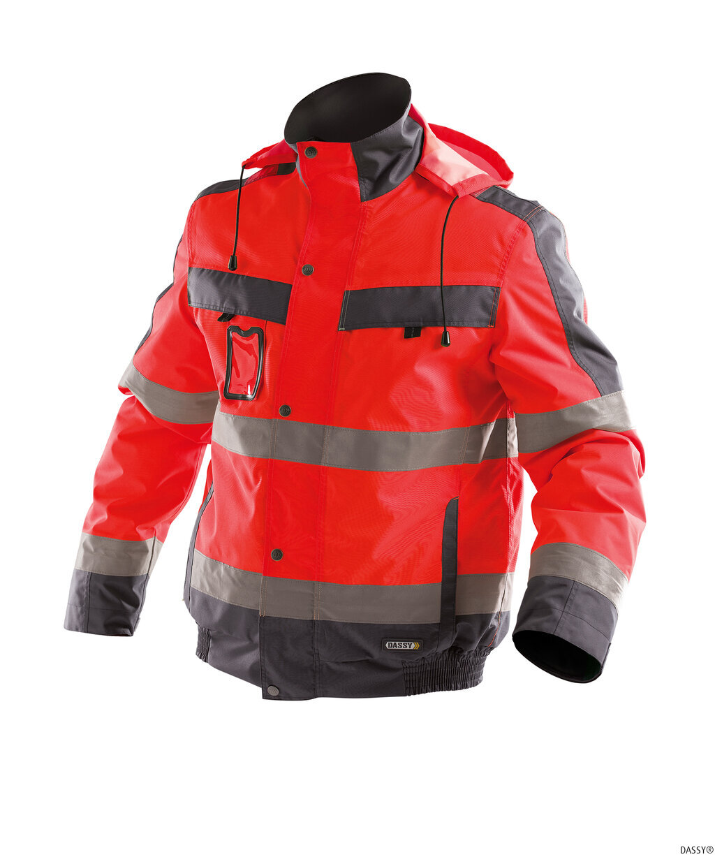 DASSY-Warnschutz, Winter-Warn-Jacke LIMA,   rot/grau