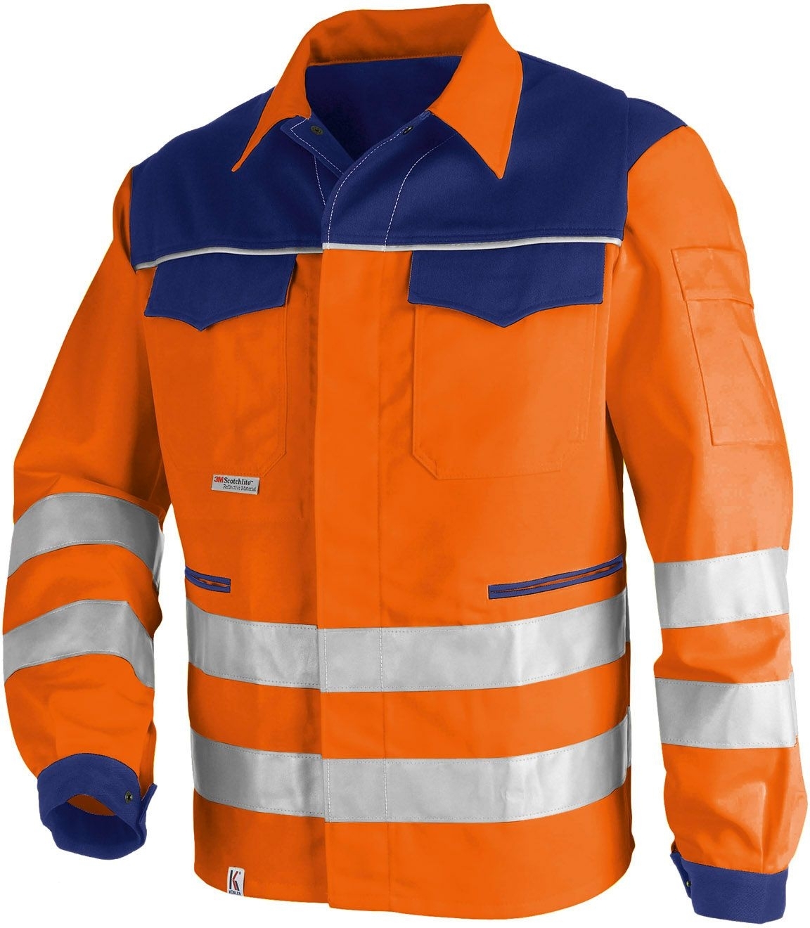 Gr.52 KÜBLER PSA High Vis Image  Warnschutzjacke Arbeitsjacke Warnkleidung mit Reflexstreifen warnorange marine ca 270g