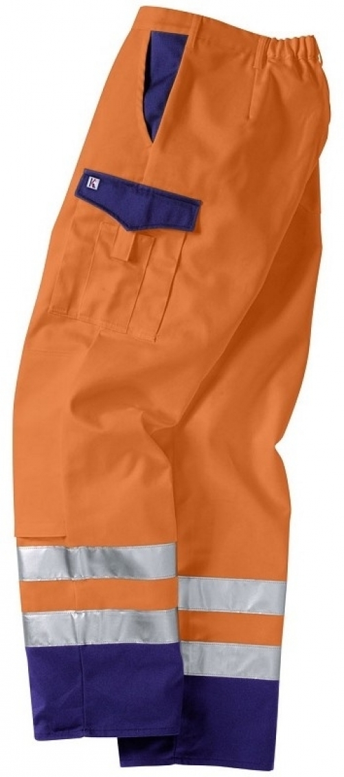 Gr.62 KÜBLER- Warnschutzhose mit Reflexstreifen, ca. 270g/m², warnorange/marine