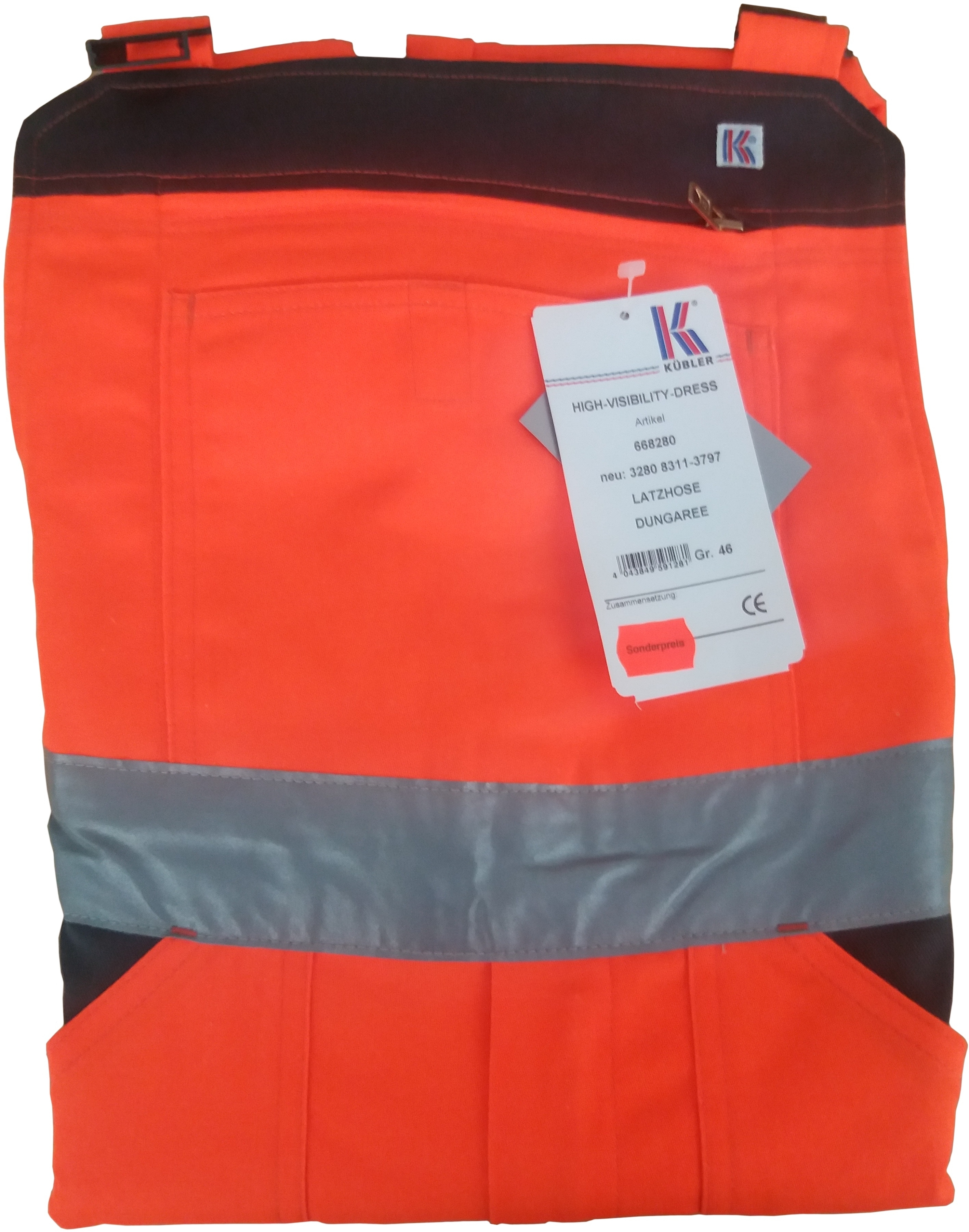 KÜBLER Warnschutzlatzhose Arbeitslatzhose Warnkleidung Warnhose Warnschutz High Visibility Dress warnorange anthrazit