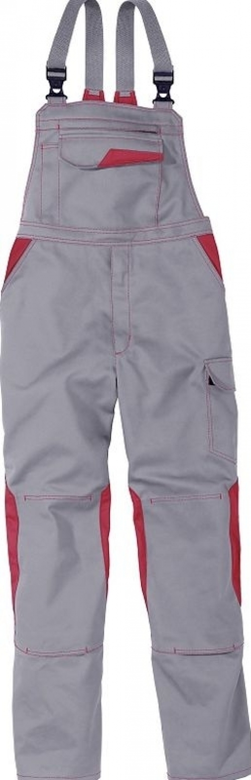 Gr.52 KÜBLER Arbeitshose Berufslatzhose, MG 320, mittelgrau/mitterot
