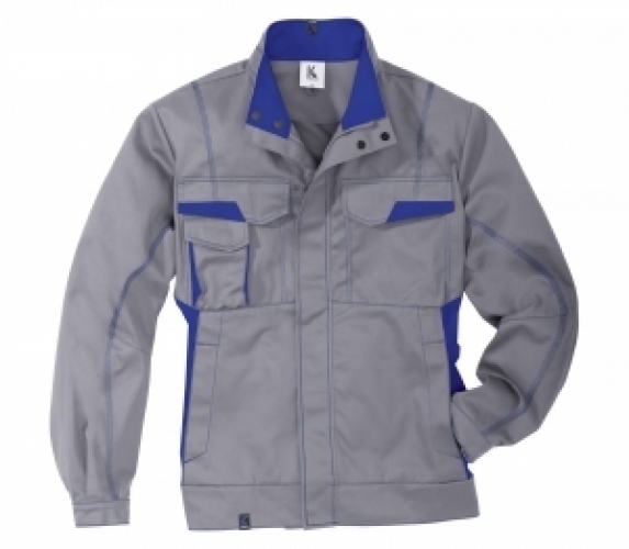 Gr.48 KÜBLER-Image-Dress-Bundjacke, ca. 320g/m², mittelgrau/kbl.blau