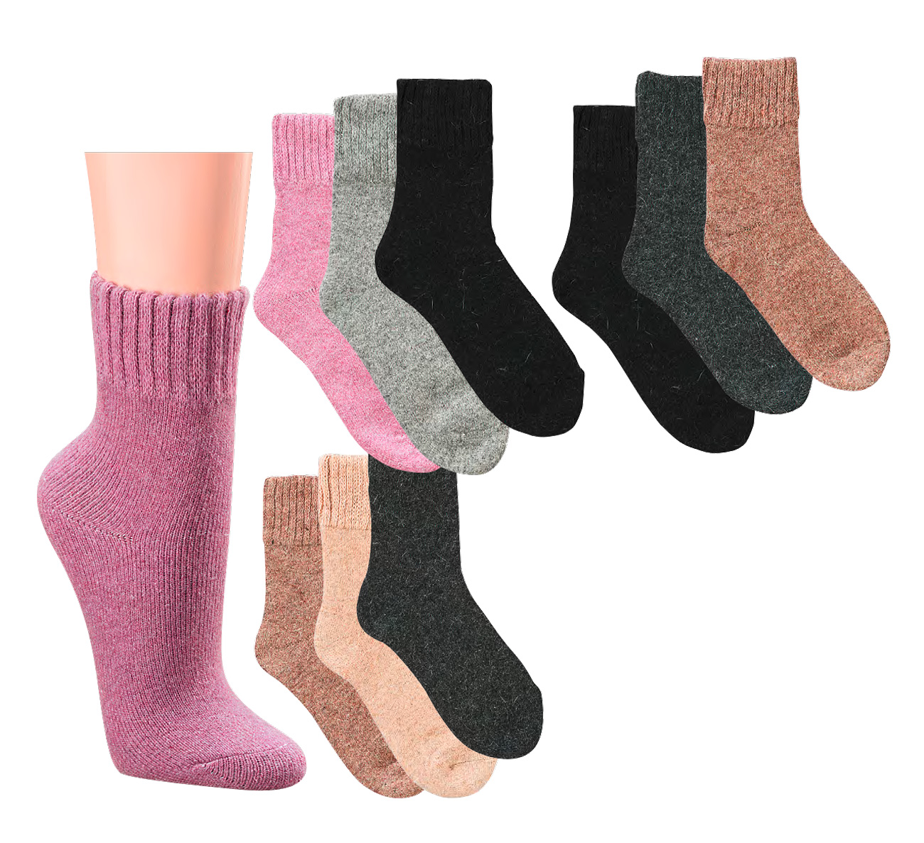 WOWERAT-Workwear, Söckchen mit Alpaka, gefüttert, 3-er Pkg., verschiedene Farben