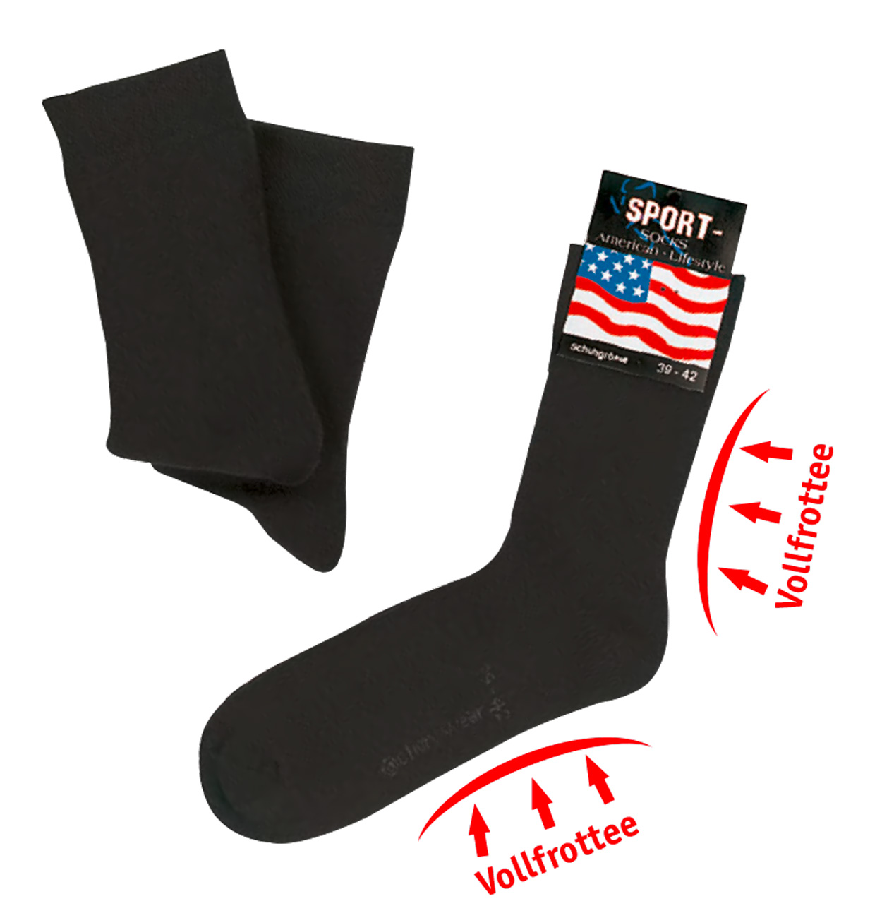 WOWERAT-Workwear, Tennis-, Sport- und Funktiossocken, Vollfrottee, 3-er Pkg., schwarz