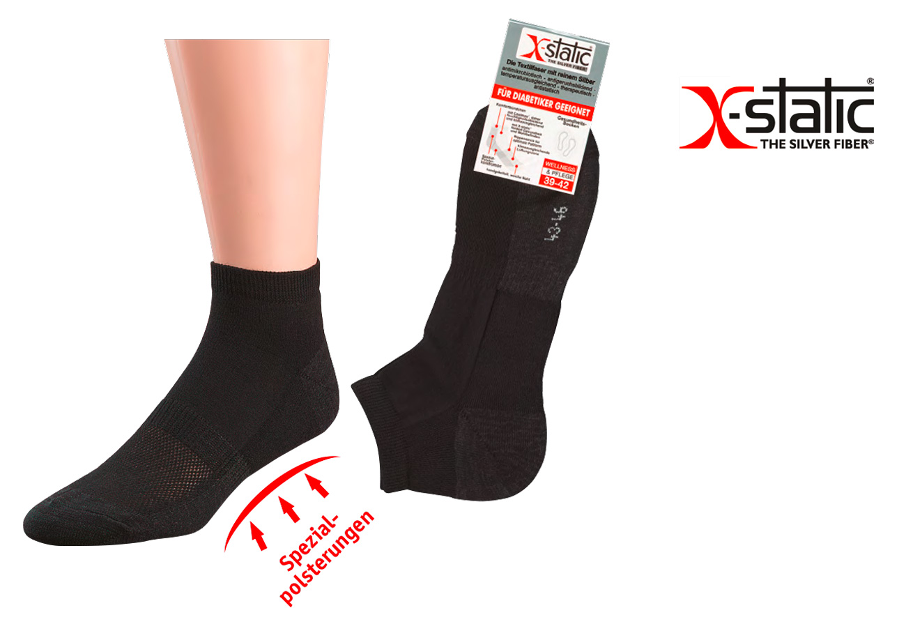 WOWERAT-Workwear, Kurzschaft-Socken mit X-Static Silberfaser, antimikrobiell, 2-er Pkg., schwarz