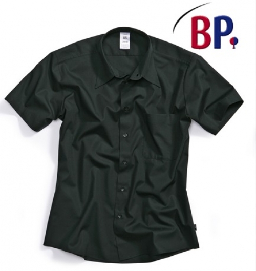 Gr.49/50 BP Herrenhemd Arbeitshemd Berufshemd Flanell Hemd 1 2 Arm Knopfverschluss schwarz