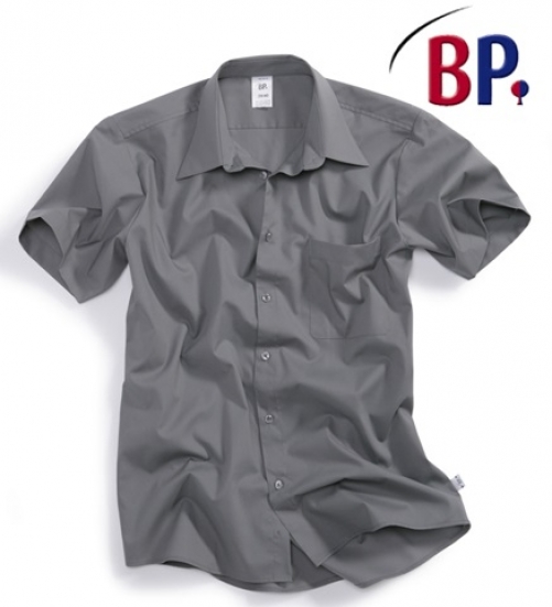 Gr.45/46 BP Herrenhemd Arbeitshemd Berufshemd Flanell Hemd 1 2 Arm Knopfverschluss mittelgrau