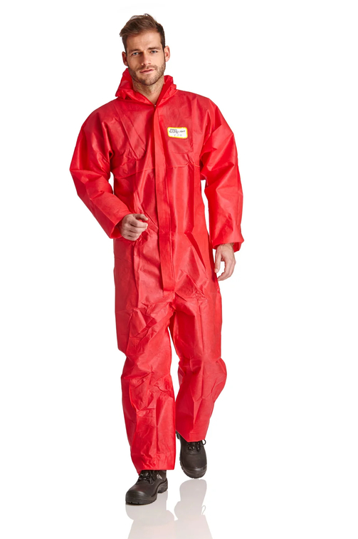 Pro-Safe-Einwegschutz, SMS-Einweg-Overall, Schutzanzug, Einmal-Schutzoverall, 3lg, CE CAT III, Typ 5+6, rot, VE = 1 Stk.
