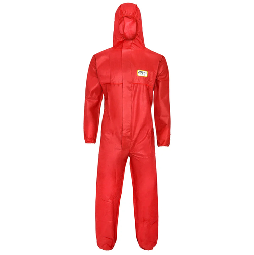 Pro-Safe-Einwegschutz, SMS-Einweg-Overall, Schutzanzug, Einmal-Schutzoverall, 3lg, CE CAT III, Typ 5+6, rot, VE = 1 Stk.