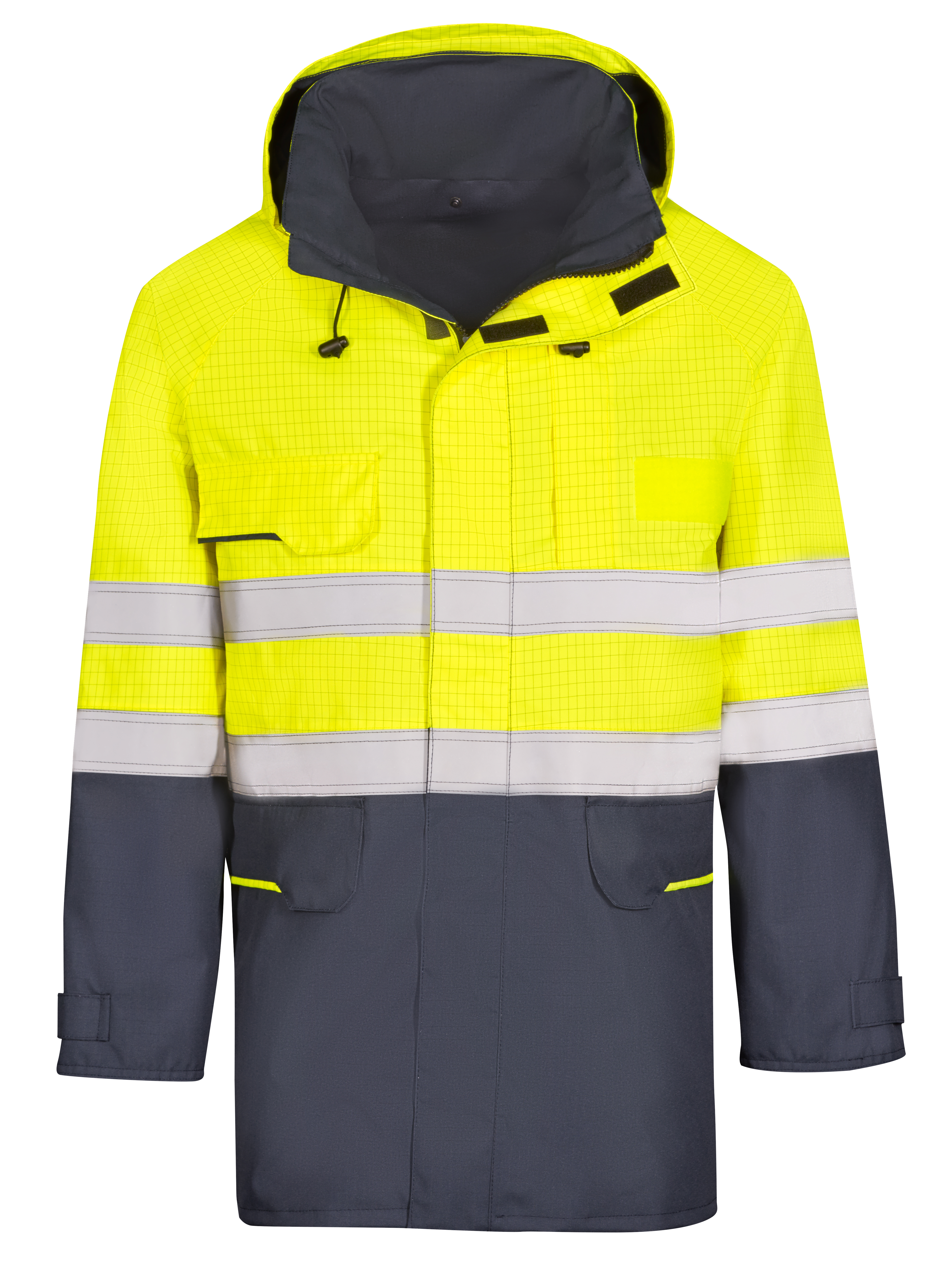 KIND-Nässeschutz, Regenschutz, Multifunktions-Schutz, Regen-Nässe-Wetter-Jacke, VIVA, warngelb/navy