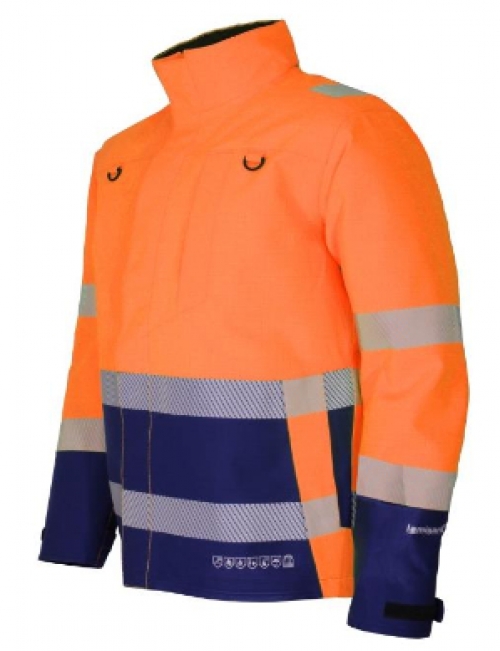 KIND-Warnschutz, lamigard® Multifunktionsschutz-Warn-Jacke, FA 4000 SUPRA 2.0 WG/NA, o. Wärmfutter, warnorange/navy