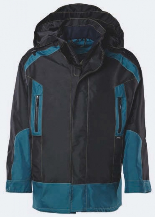 KIND-Nässeschutz, Regenschutz, Wetter-Schutz, Wetterjacke, Regen-Nässe-Jacke, DOULINE, schwarz/petrol