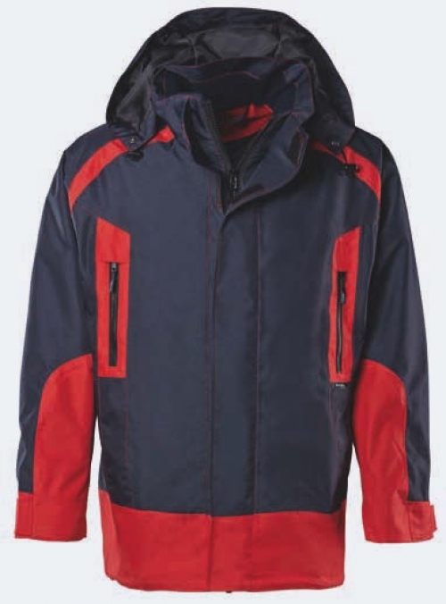 KIND-Nässeschutz, Regenschutz, Wetter-Schutz, Wetterjacke, Regen-Nässe-Jacke, DUOLINE, navy/rot
