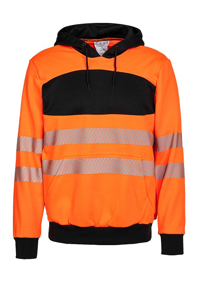 KORNTEX-Warnschutz, EOS Hi-Vis Hoodie mit schwarzer Brustpartie, signal-orange/schwarz