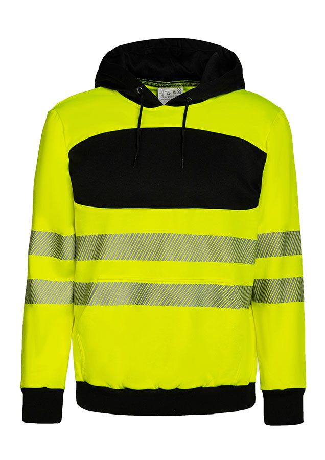 KORNTEX-Warnschutz, EOS Hi-Vis Hoodie mit schwarzer Brustpartie, signal-gelb/schwarz