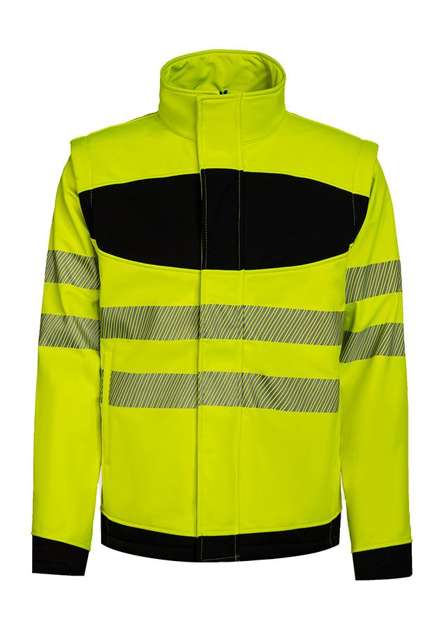 KORNTEX-Warnschutz, EOS Hi-Vis Softshell-Jacke mit schwarzer Brustpartie, signal-gelb/schwarz